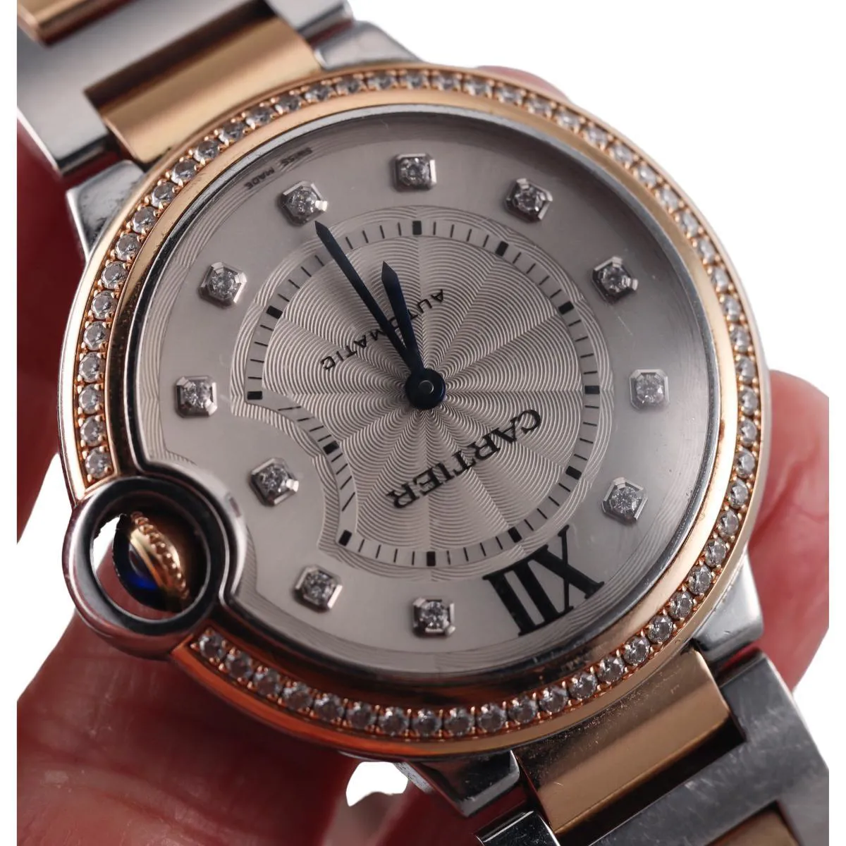 Cartier Ballon Bleu 3754 36mm Rose gold and Stainless steel and Diamond 4