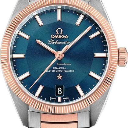 Omega Globemaster 130.20.39.21.03.001 39mm Yellow gold and Stainless steel Blue