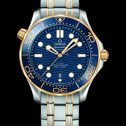 Omega Seamaster Diver 300M 210.20.42.20.03.001 42mm Yellow gold and Stainless steel Blue