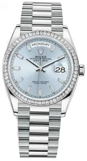 Rolex Day-Date 36 128396TBR Platinum Blue