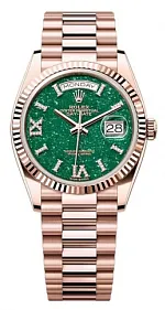 Rolex Day-Date 128235-0068 36mm Everose gold Green