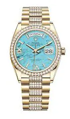 Rolex Day-Date 128348RBR-0038 36mm 18k yellow gold Blue