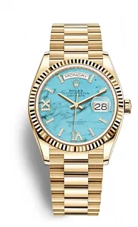 Rolex Day-Date 36 128238-0071 36mm 18k yellow gold Blue