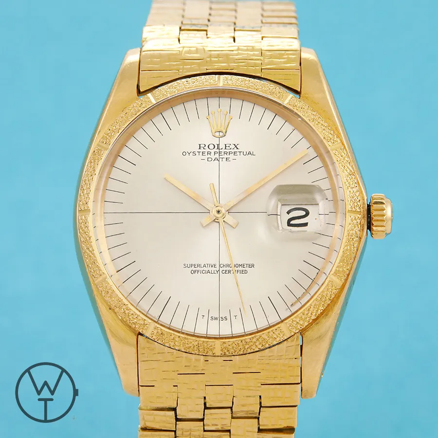 Rolex Oyster Perpetual Date 1510 34mm Yellow gold Silver