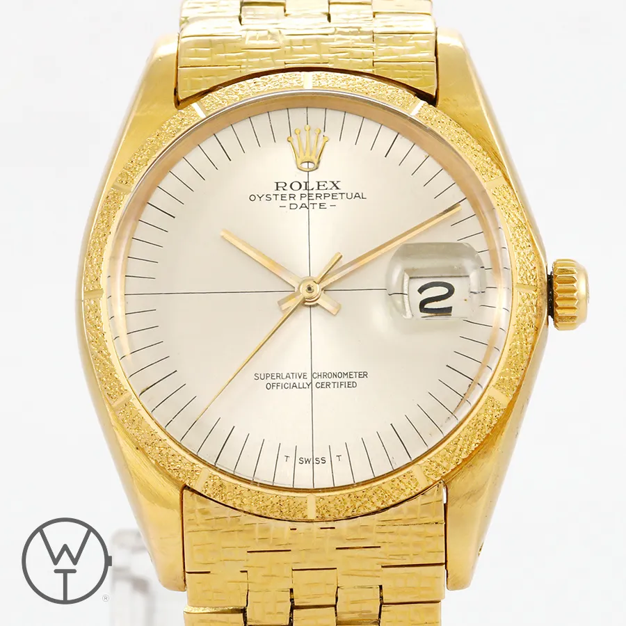 Rolex Oyster Perpetual Date 1510 34mm Yellow gold Silver 9