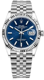 Rolex Datejust 126234-0049 36mm White gold and Stainless steel Bright blue fluted motif