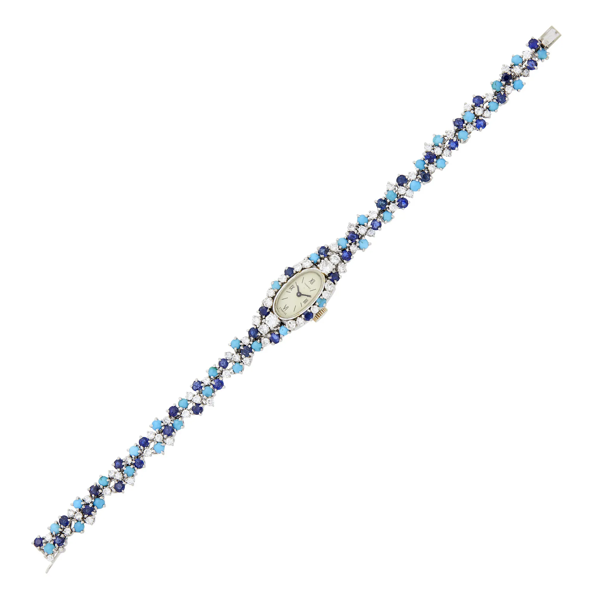 Tiffany 13mm White gold and Diamond and Sapphire Cream 1