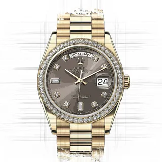 Rolex Day-Date 36 128348RBR Yellow gold Grau