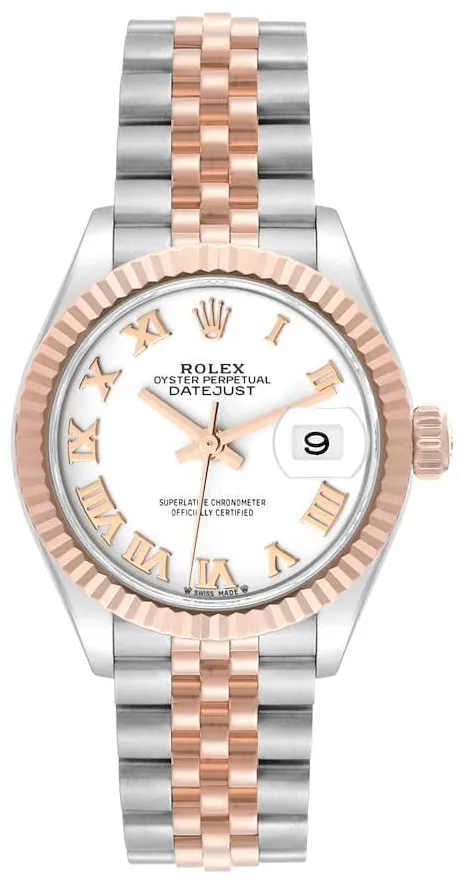 Rolex Lady-Datejust 279171-0021 28mm Oystersteel and Everose gold White