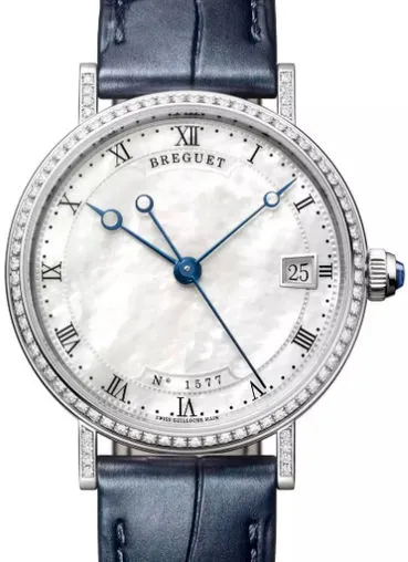 Breguet Classique 9068BB/52/976/DD00 33.5mm White gold and diamond-set Mother-of-pearl