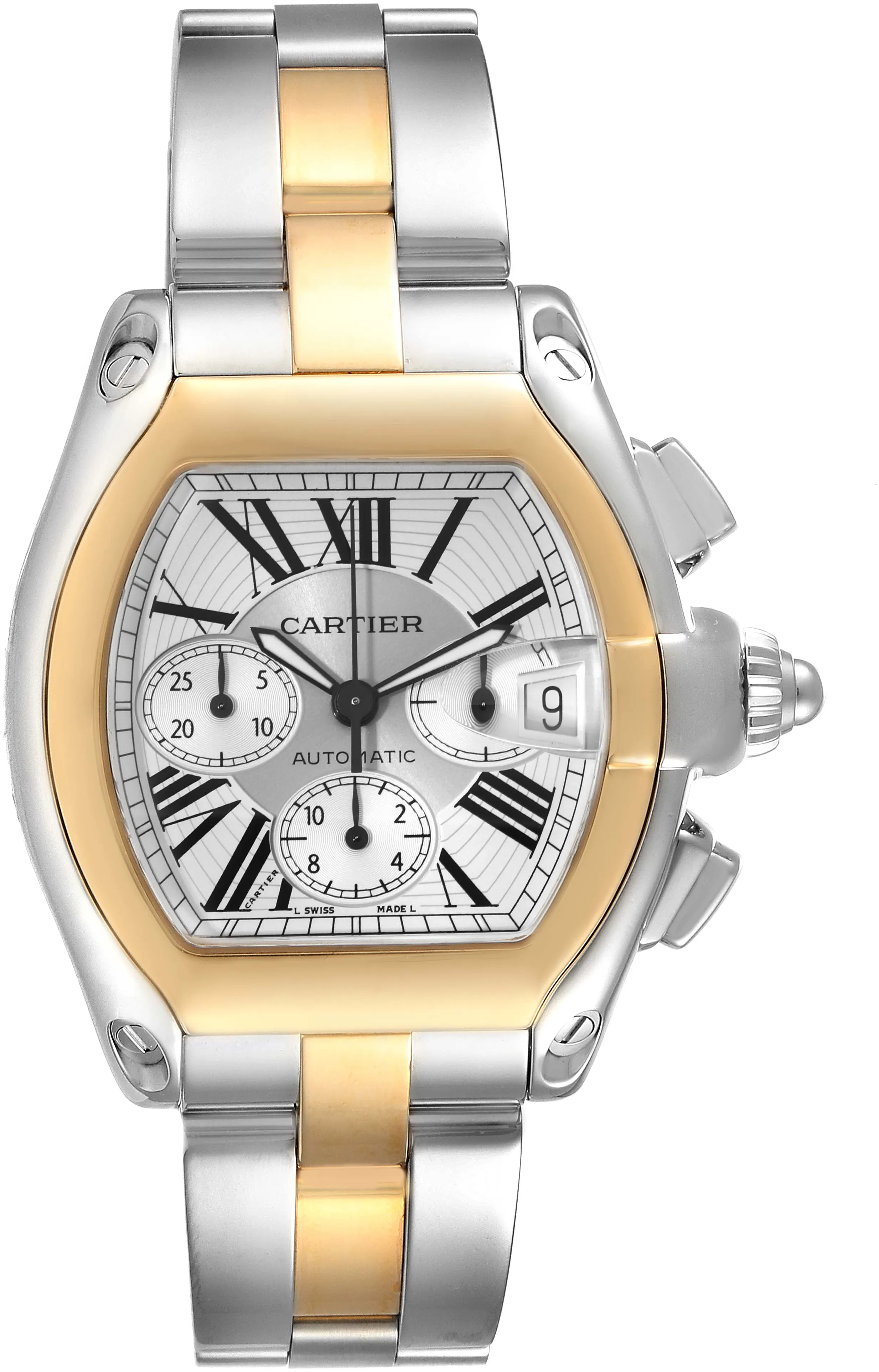 Cartier Roadster W62027Z1 48mm Yellow gold and Stainless steel Silver