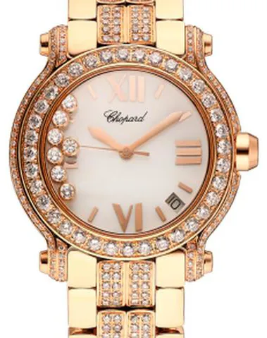 Chopard Happy Sport 4183 35mm Rose gold and diamond-set White