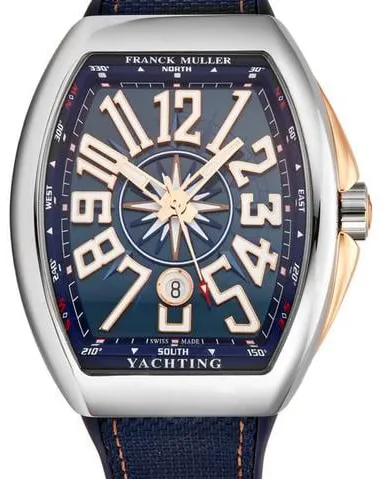 Franck Muller Vanguard V 45 SC DT 45mm Yellow gold and Stainless steel Blue