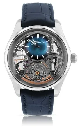 H. Moser & Cie. Pioneer Tourbillon 3811-1200 43mm Stainless steel Blue