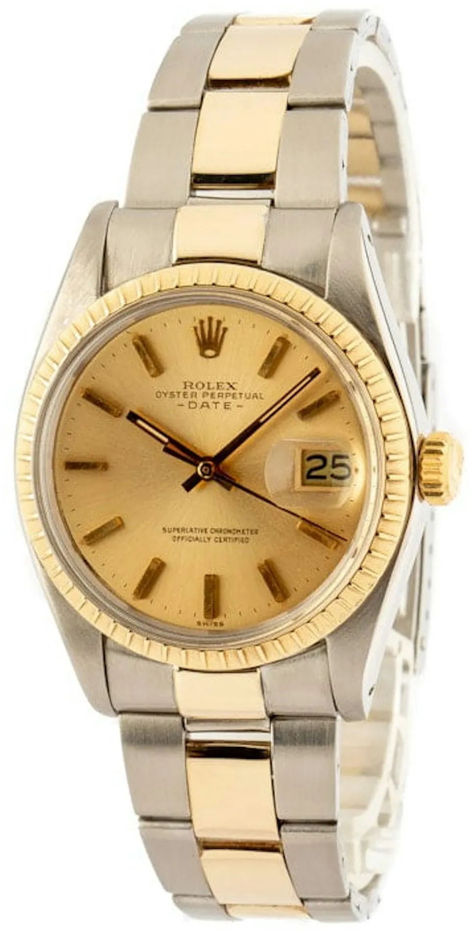 Rolex Oyster Perpetual Date 1505 34mm Yellow gold and Stainless steel Champagne 1