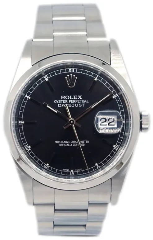 Rolex Datejust 36 16200 34mm Stainless steel Black