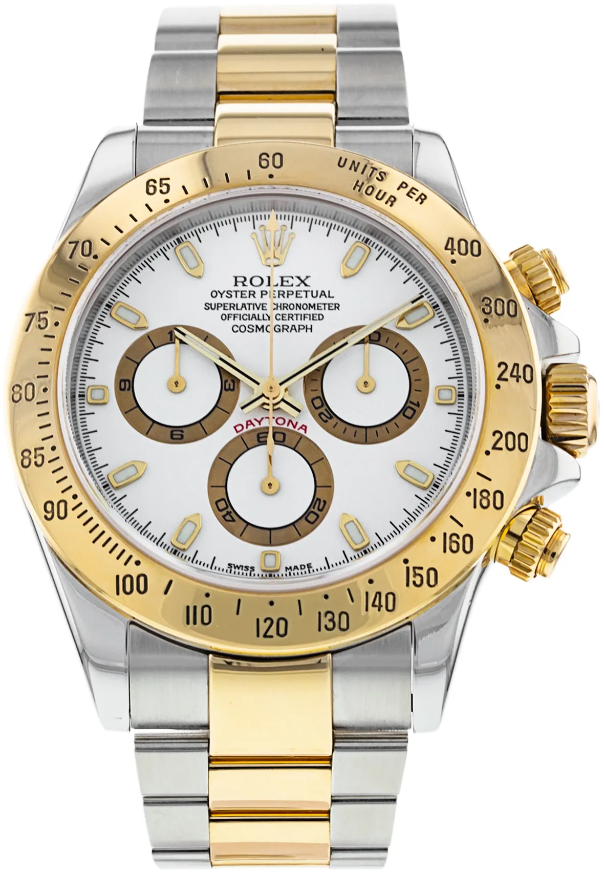 Rolex Daytona 116523 40mm Yellow gold and Stainless steel White Baton