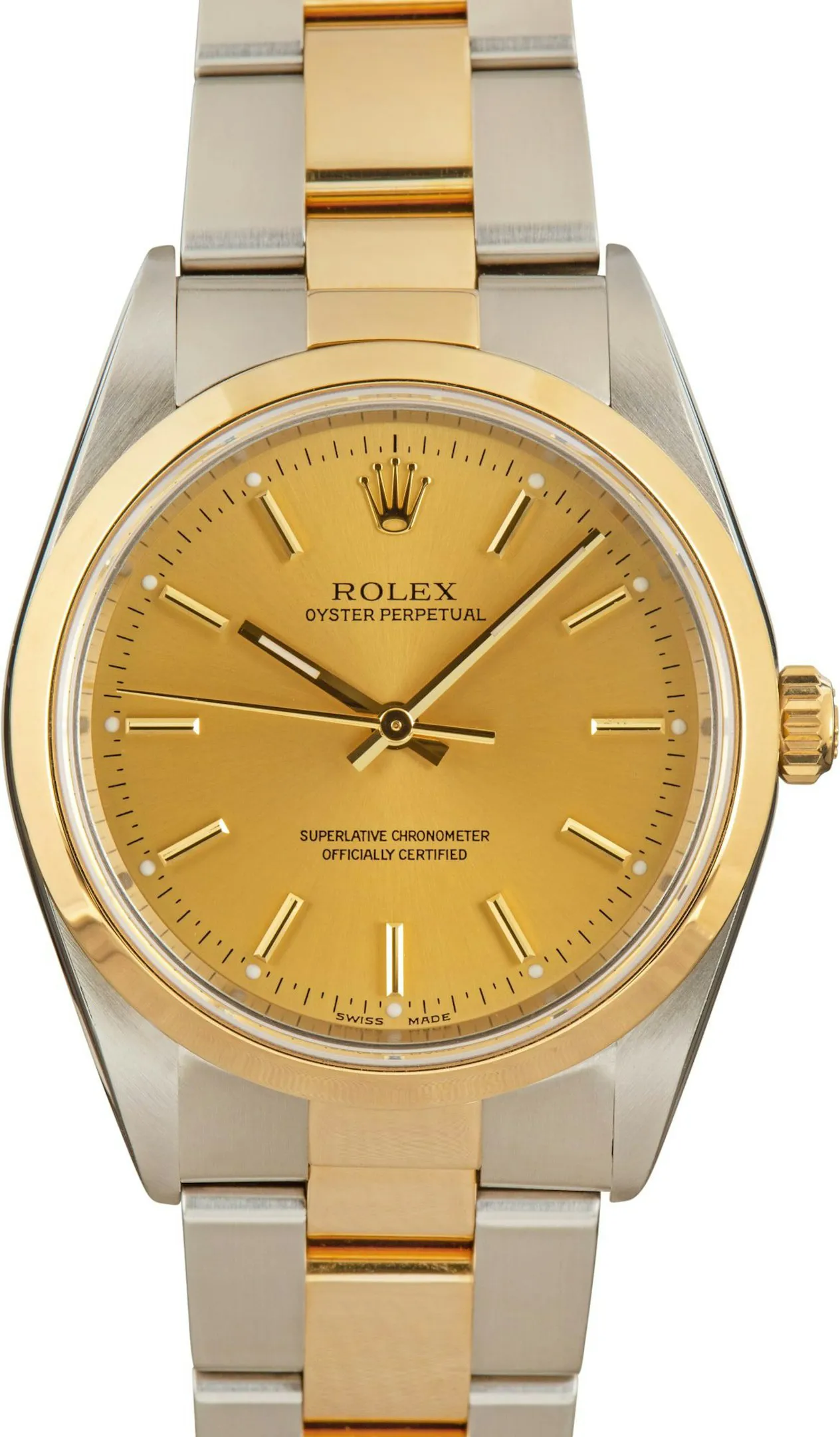 Rolex Oyster Perpetual 34 14203 36mm Yellow gold and Stainless steel Champagne