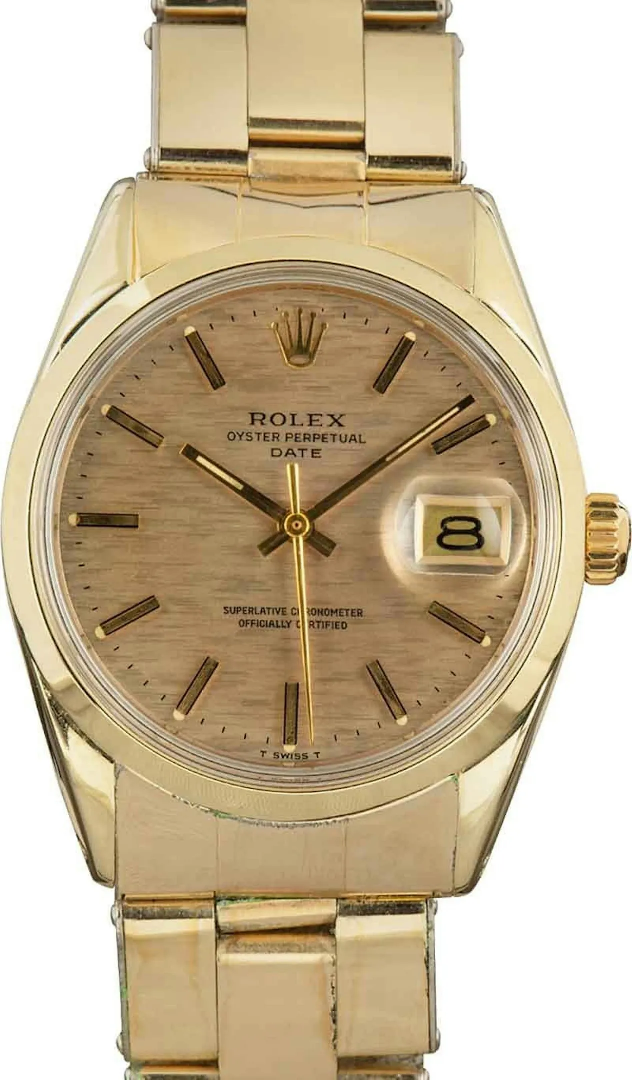 Rolex Oyster Perpetual Date 1550 34mm Yellow gold Champagne