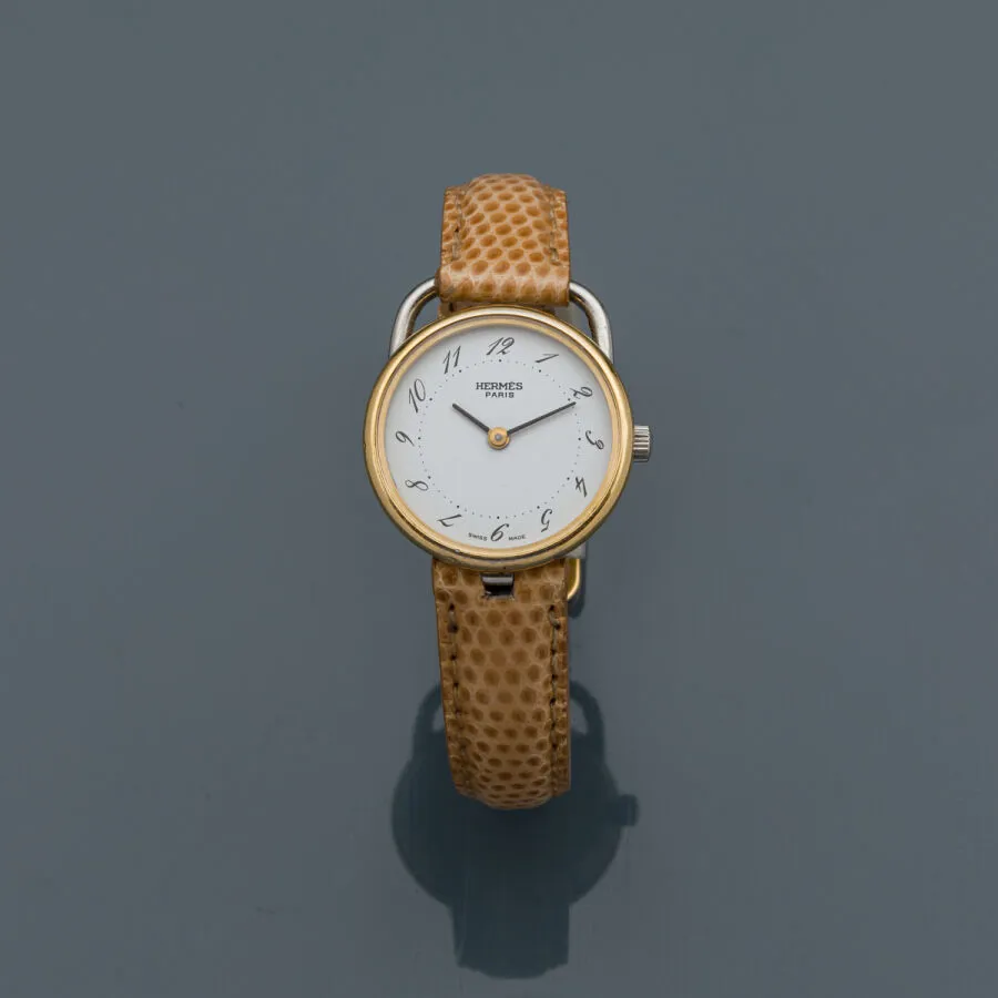 Hermès Arceau 25mm Stainless steel and Gold-plated White