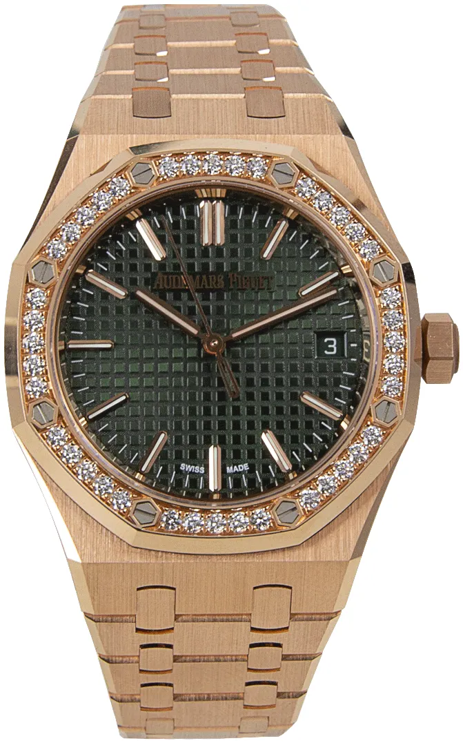 Audemars Piguet Royal Oak 15551OR.ZZ.1356OR.06 37mm Rose gold and 18k rose gold Green