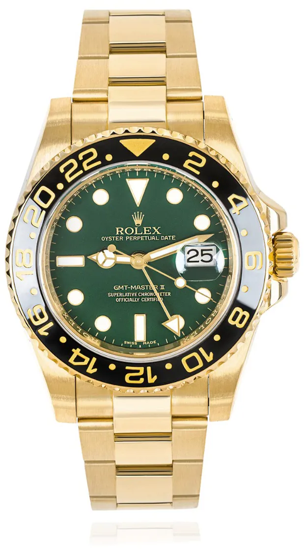 Rolex GMT-Master II 116718LN 40mm Yellow gold Green