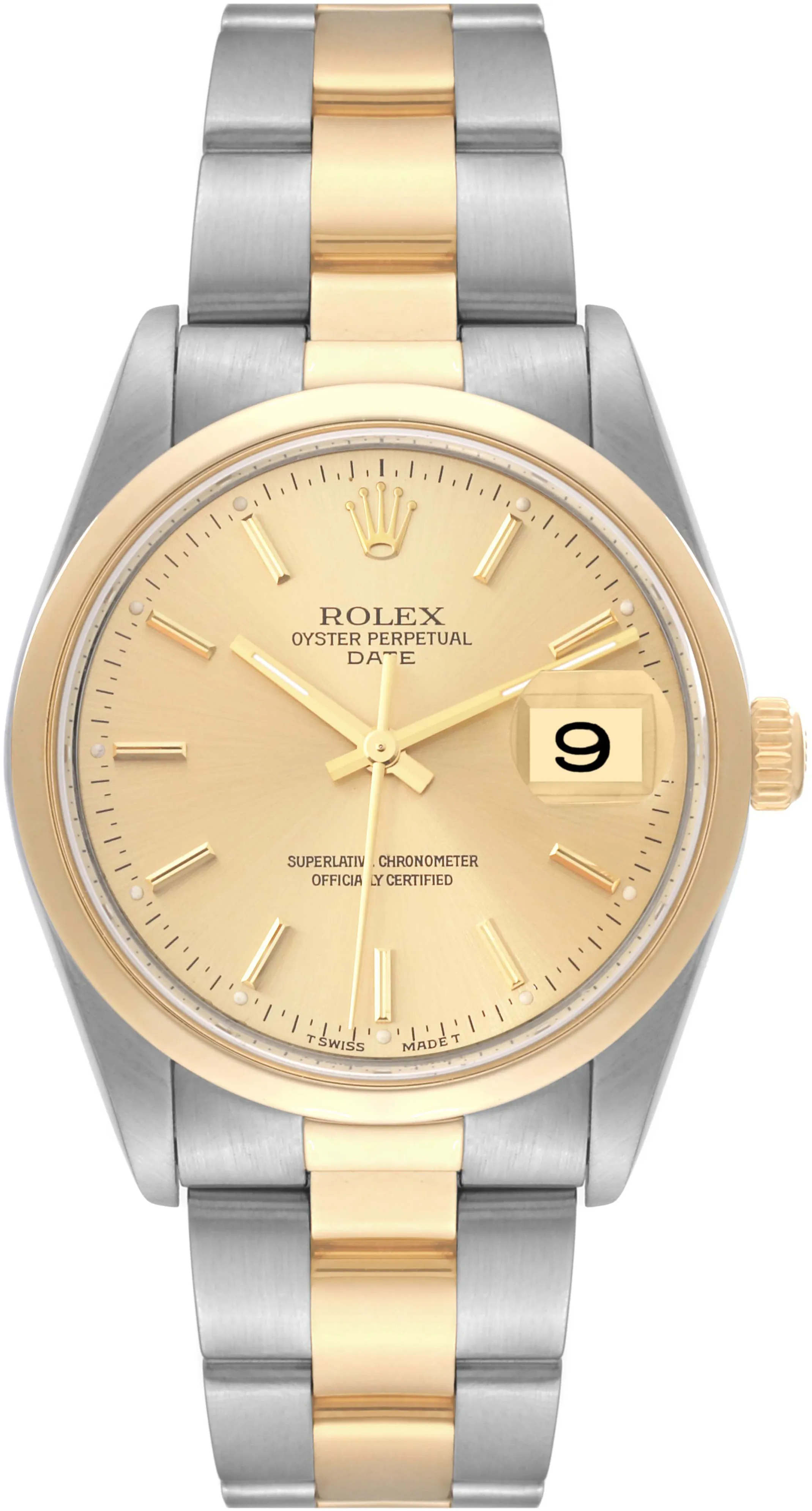 Rolex Oyster Perpetual Date 15203 34mm Yellow gold and Stainless steel Champagne