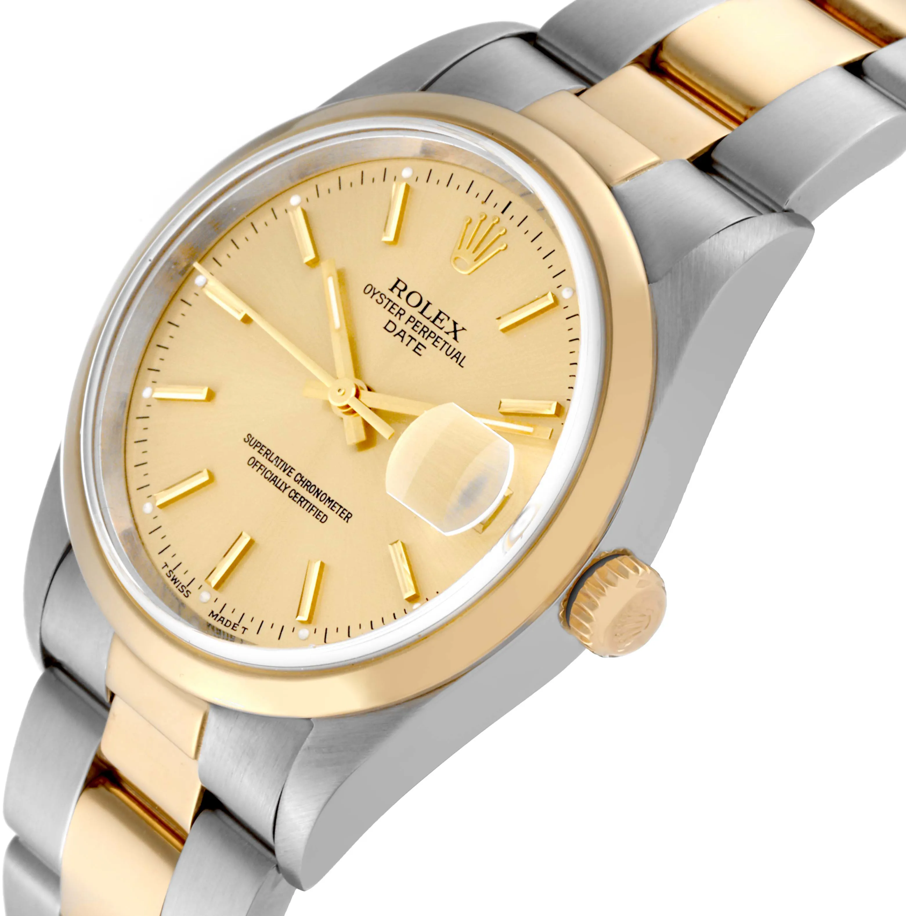 Rolex Oyster Perpetual Date 15203 34mm Yellow gold and Stainless steel Champagne 5