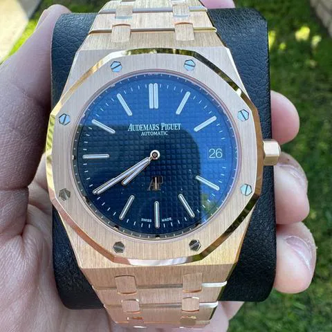 Audemars Piguet Royal Oak 15202OR.OO.1240OR.01 39mm Rose gold Blue