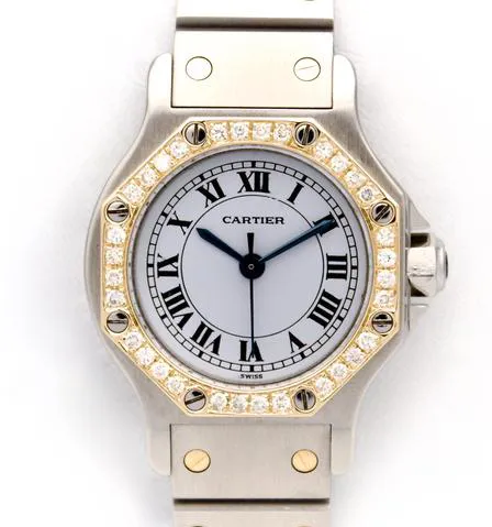 Cartier Santos 0907 25mm Yellow gold and Stainless steel White