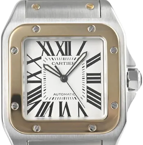 Cartier Santos 100 W200728G 26mm Yellow gold and stainless steel Silver