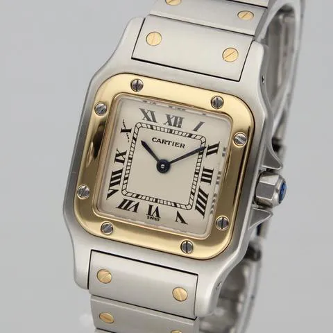 Cartier Santos Galbée 1567 24mm Yellow gold and Stainless steel White