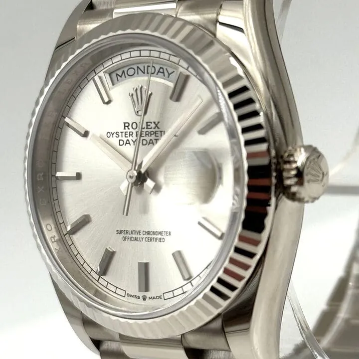 Rolex Day-Date 36 128239-0005 36mm 18k white gold Silver 1