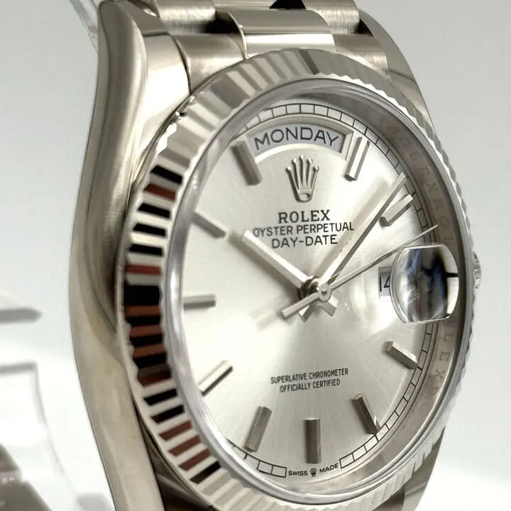 Rolex Day-Date 36 128239-0005 36mm 18k white gold Silver 2