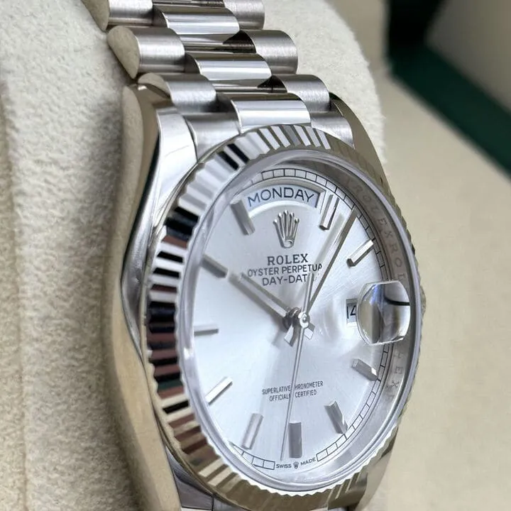 Rolex Day-Date 36 128239-0005 36mm 18k white gold Silver 4