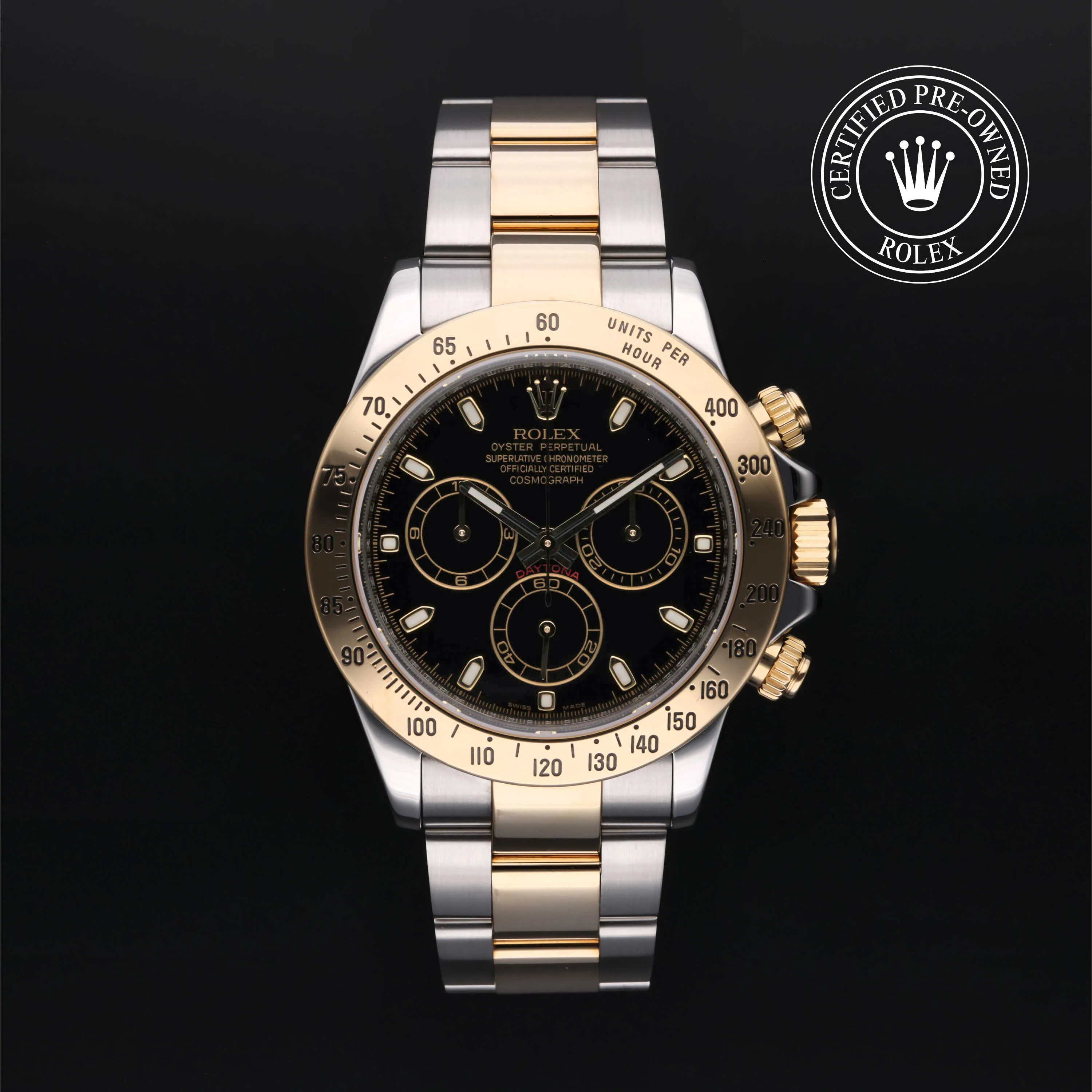 Rolex Daytona 116523 40mm Yellow gold and Stainless steel Black