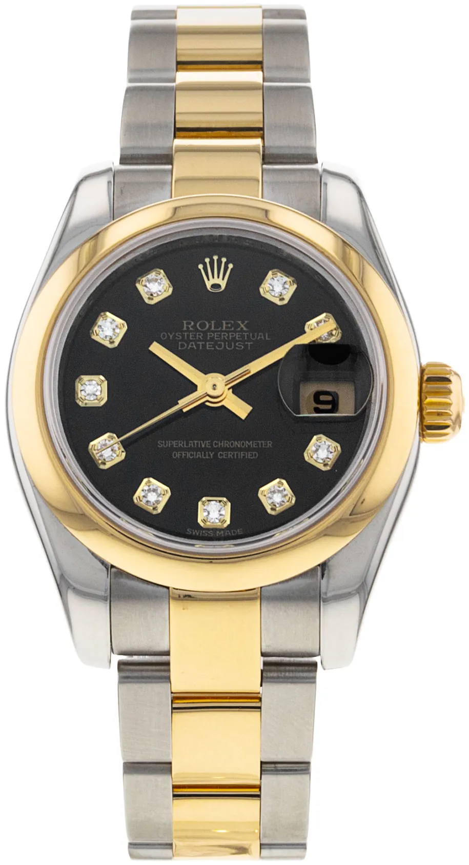 Rolex Lady-Datejust 179163 26mm Yellow gold and stainless steel Black