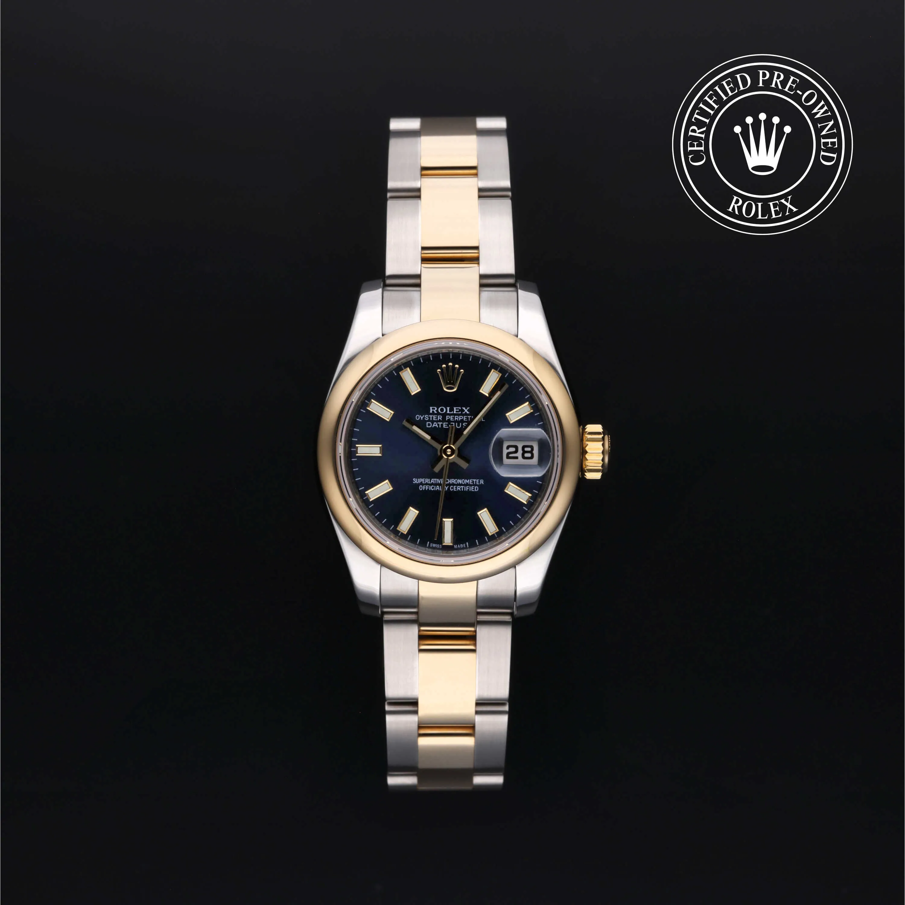 Rolex Lady-Datejust 179163 26mm Yellow gold and stainless steel Blue