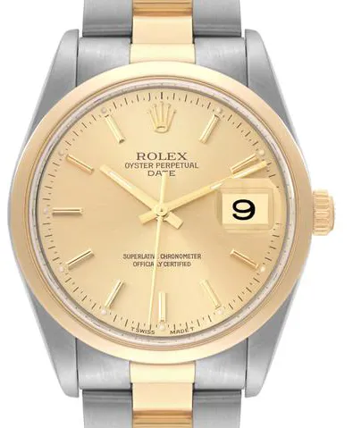 Rolex Oyster Perpetual Date 15203 34mm Yellow gold and Stainless steel Champagne