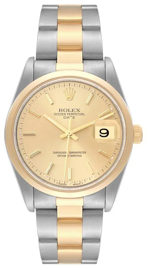 Rolex Oyster Perpetual Date 15203 34mm Stainless steel Champagne