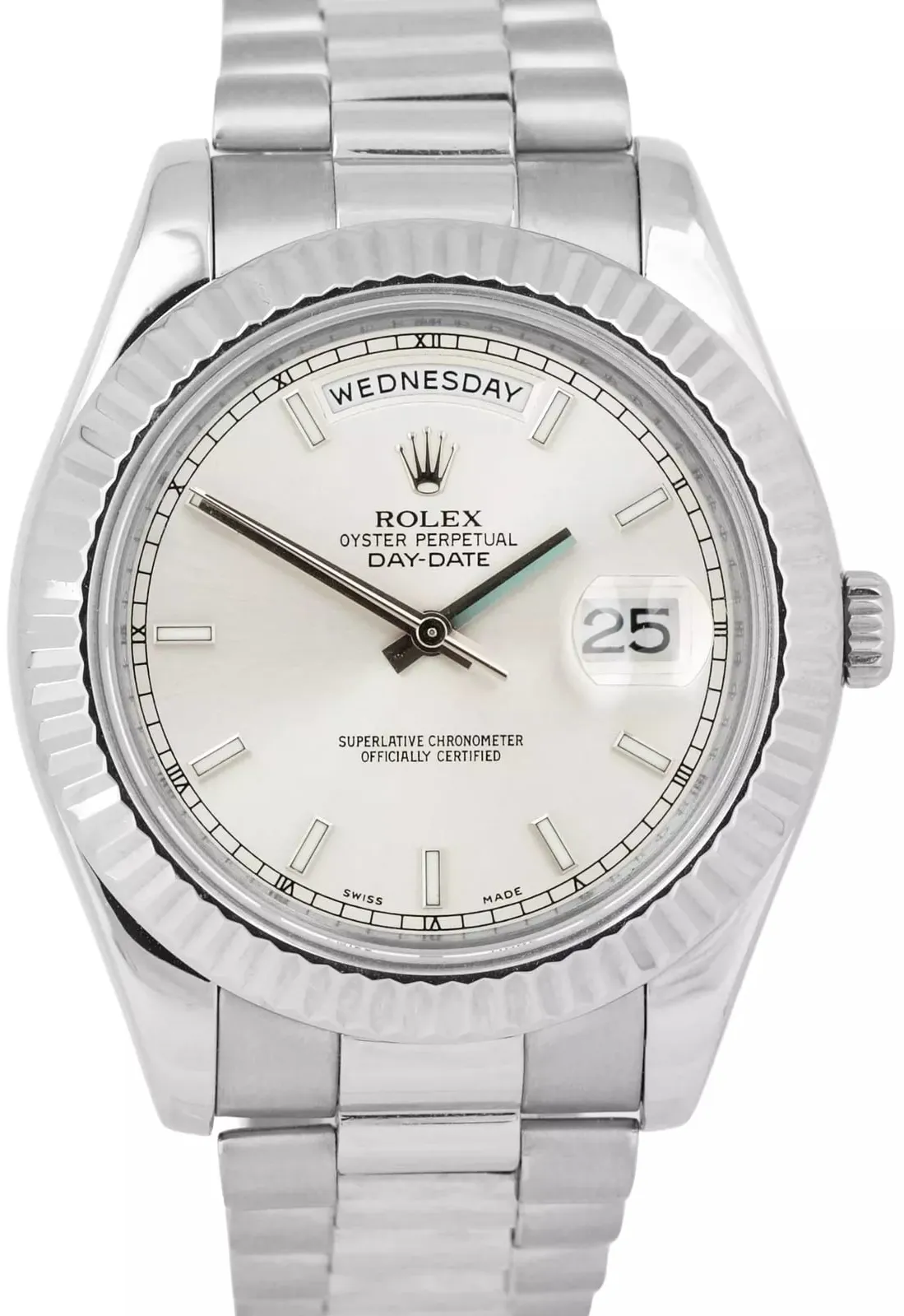 Rolex Day-Date II 218239 41mm White gold Silver