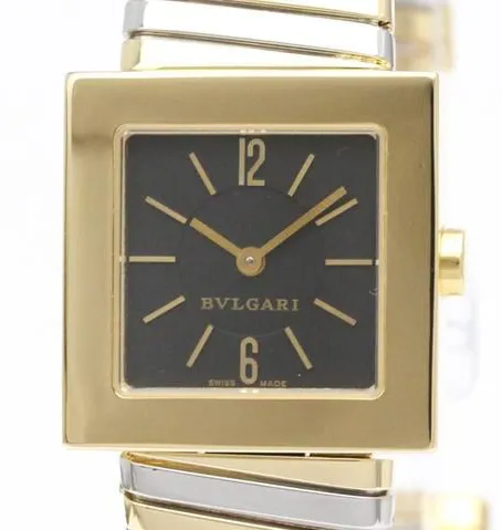 Bulgari Quadrato SQ 22 2T 22mm Yellow gold and Stainless steel Black