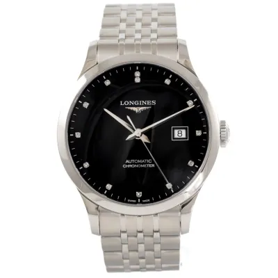 Longines Record L2.821.4.57.6 40mm Stainless steel Black