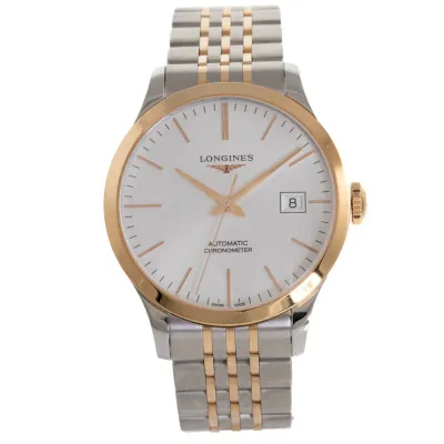 Longines Record L28205727 38.5mm Rose gold and Stainless steel Silver