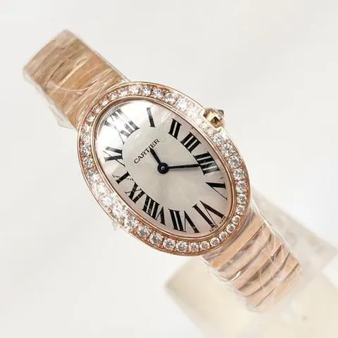 Cartier Baignoire Small Model WB520002 31.5mm Rose gold Silver