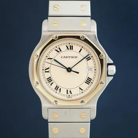 Cartier Santos 187902 30mm Yellow gold and Stainless steel White