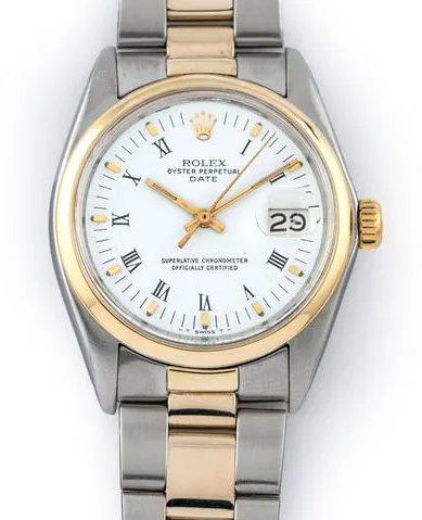 Rolex Oyster Perpetual Date 15203 34mm Yellow gold and Stainless steel White