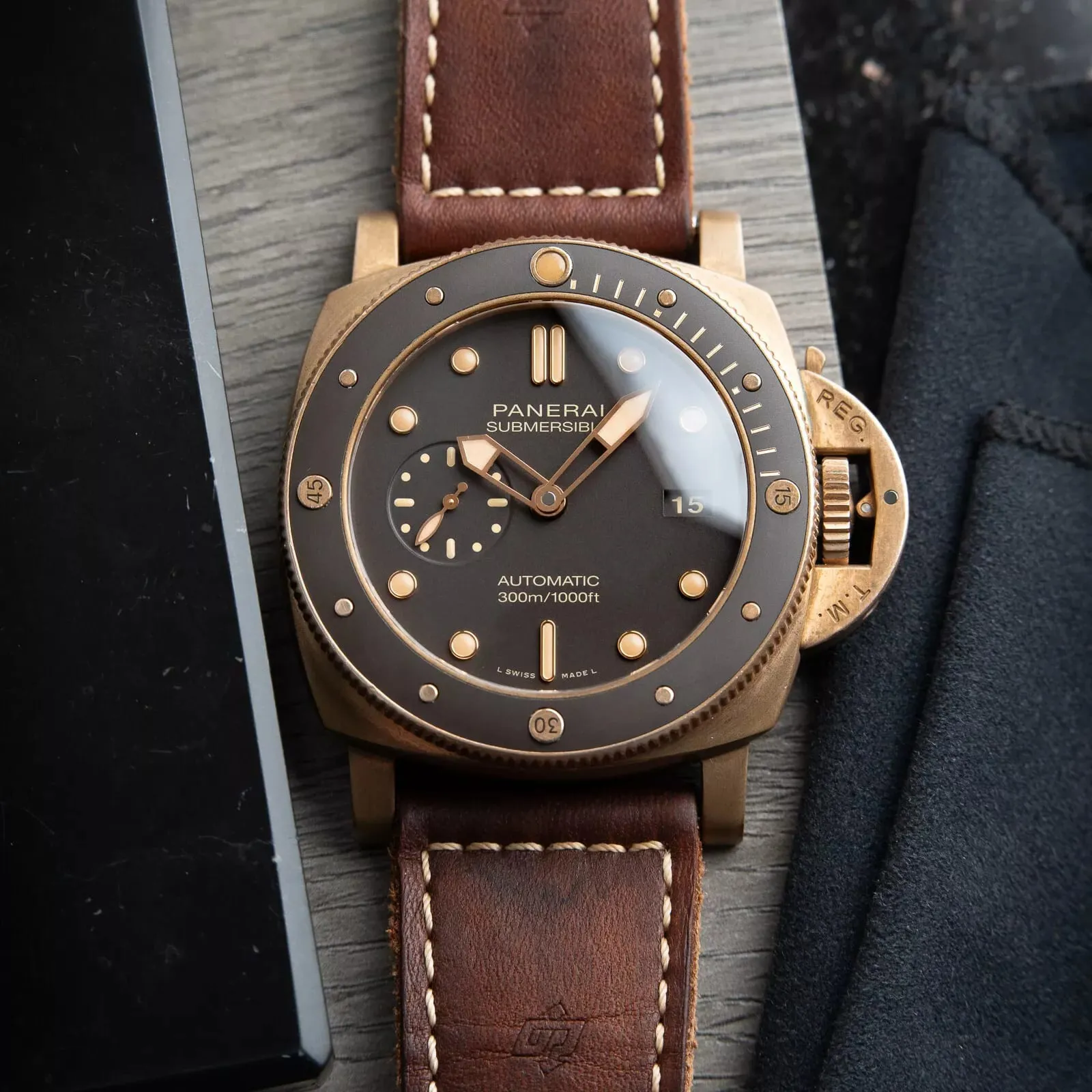 Panerai Submersible PAM 00968 47mm Titanium Brown