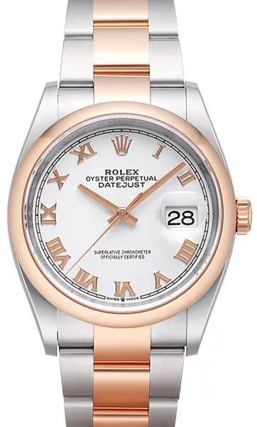 Rolex Datejust 36 126201 36mm Rose gold and Stainless steel White