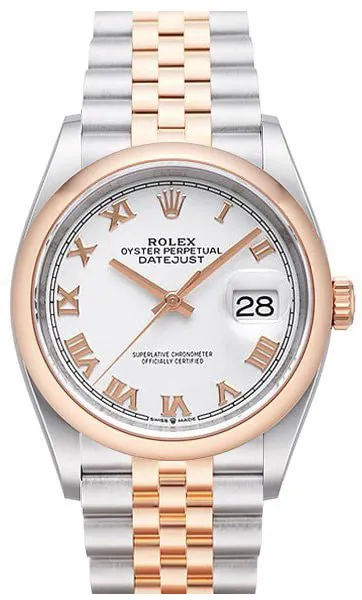 Rolex Datejust 36 126201 36mm Rose gold and Stainless steel White